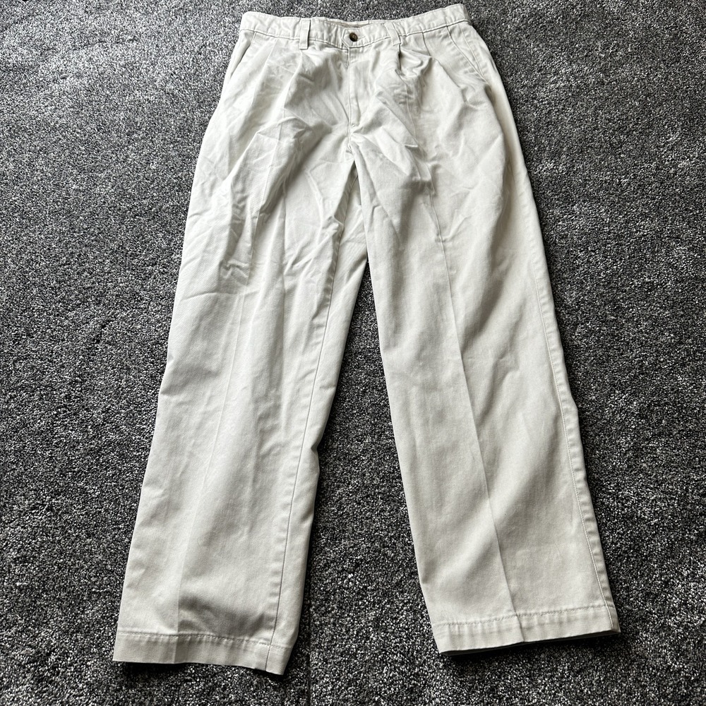 Docker Pants Mens 34x32 Beige Chino Pleated Front Classic Fit‎ Slash Pocket